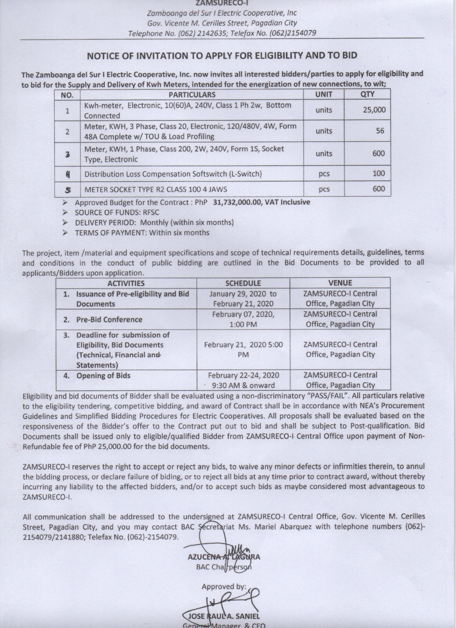 NOTICE OF INVITATION TO APPLY FOR ELIGIBILITY AND TO BID