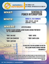 SCHEDULE POWER INTERRUPTION (March 24, 2025) between 1:00 AM - 4:00 AM