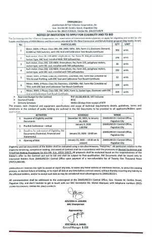 NOTICE OF INVITATION TO APPLY FOR ELIGIBILITY AND TO BID (Publication Date: DECEMBER 30, 2025)