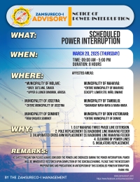 SCHEDULE POWER INTERRUPTION (March 20, 2025) between 9:00 AM - 5:00PM
