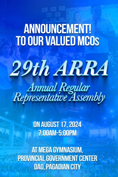 ZAMSURECO-I's 29th Annual Regular Representative Assembly (ARRA) on August 17, 2024, Saturday, 7:00AM-5:00 PM