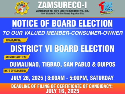 Announcement !  NOTICE OF ELECTION - DISTRICT VI