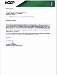 Grid operator and transmission service provider National Grid Corporation of the Philippines (NGCP) donates PhP 1 BILLION