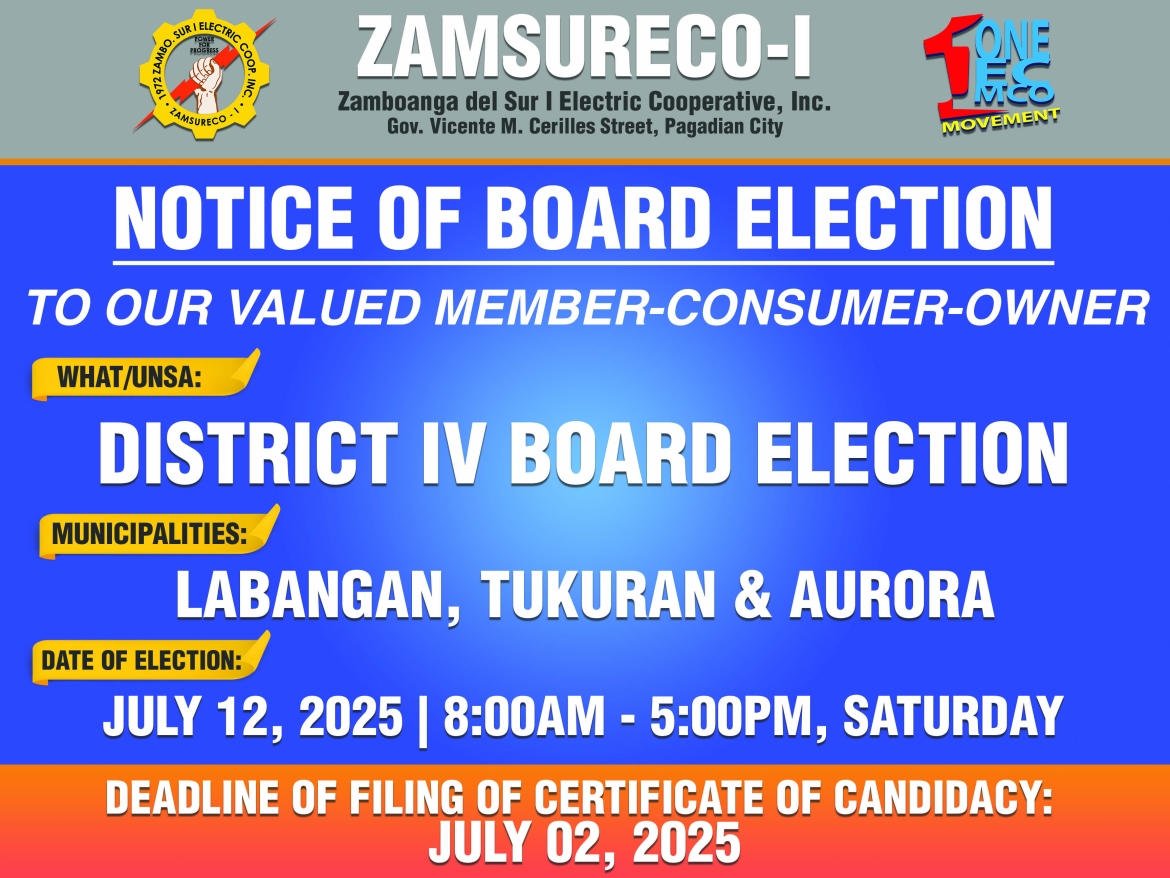 Announcement !  NOTICE OF ELECTION - DISTRICT IV